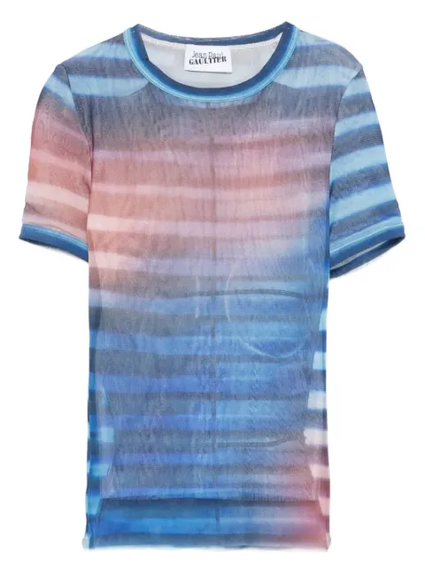 Jean Paul Gaultier striped mesh top Blue 2503WTO318M005P565034