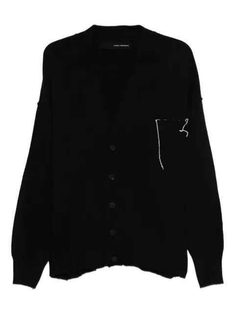 Isabel Benenato buttoned frayed-edge cardigan Black UK23F25