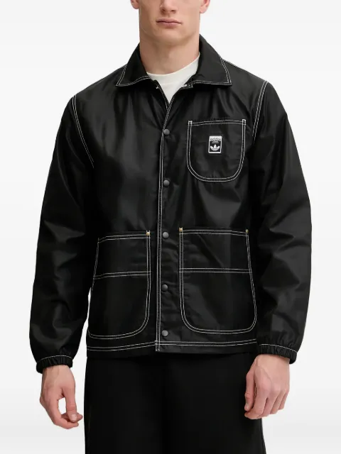 adidas contrast-stitch coach shirt jacket Black JW0174