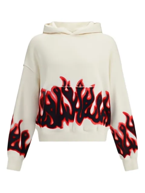 Palm Angels flame-print hoodie White PMBB17EF25FLE002