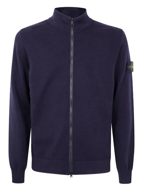 Stone Island zip-front logo-patch cardigan Blue K2S155100062S00A1