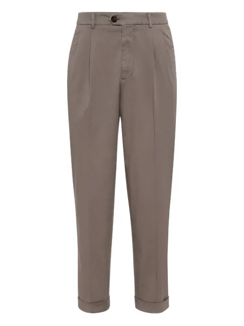Brunello Cucinelli pleated cotton-blend trousers Brown M289UE1950C6025