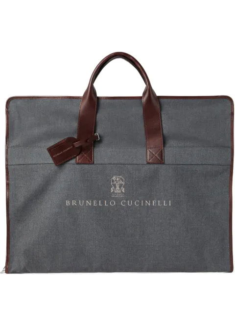 Brunello Cucinelli leather-trimmed suit carrier Grey MWN4CU390CAW48