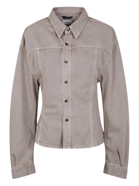 Haikure button-detailed cotton shirt Brown HEW06092GF139PX