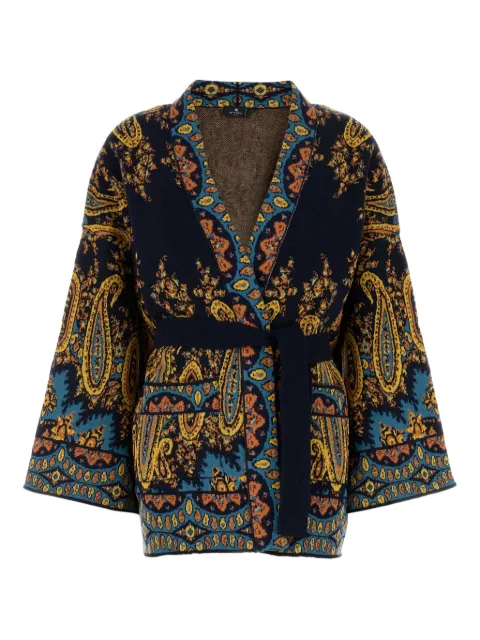 ETRO paisley-patterned belted cape Black WRKP0003AQ204