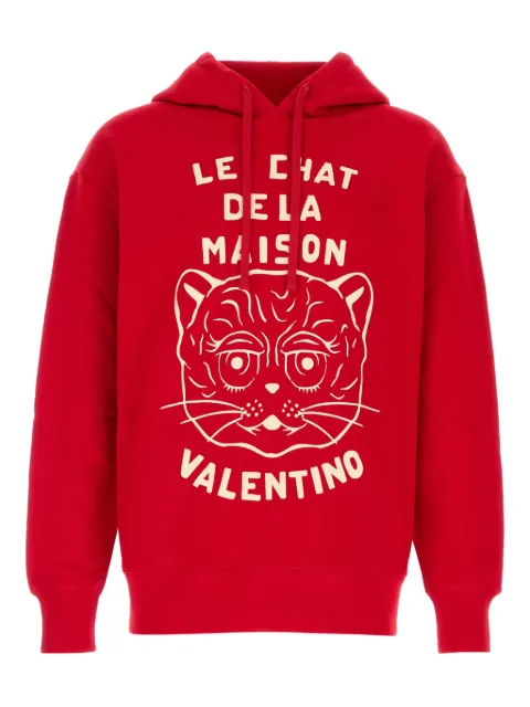 Valentino Garavani cat-motif hoodie Red VMF28NB33