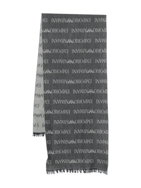 Emporio Armani logo-pattern scarf Blue EM004238AF21541