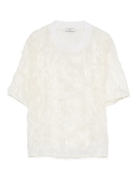 Peserico fringed crew-neck T-shirt Neutrals A061557002A
