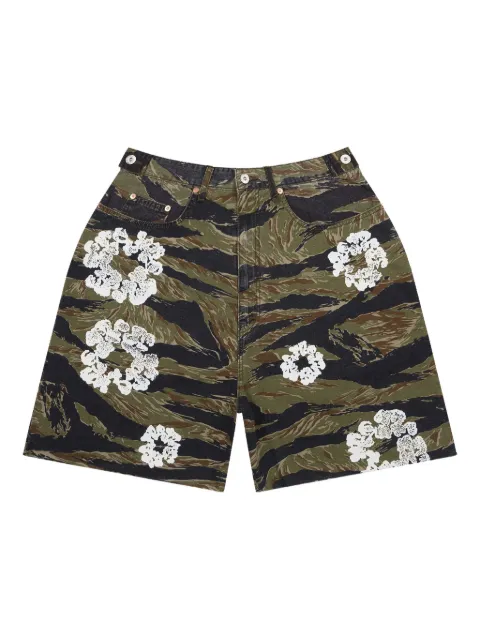 Denim Tears tiger-motif "Camo" shorts Green DT152