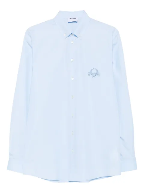 Moschino logo-embroidered long-sleeved shirt Blue A02255235
