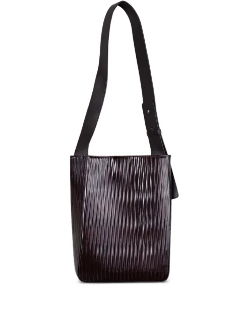 UMBER POSTPAST Book pleated leather shoulder bag Brown UNHBX020