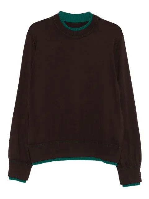 sacai contrast-trim crew-neck sweater Brown 2503792M