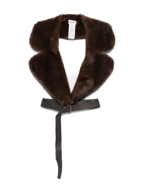 P.A.R.O.S.H. fur-trimmed leather-belt scarf Brown PULSED000538