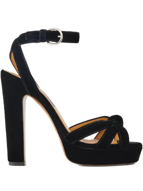 Ralph Lauren Collection 125mm Arding knotted-velvet platform sandals Black 800P07605002
