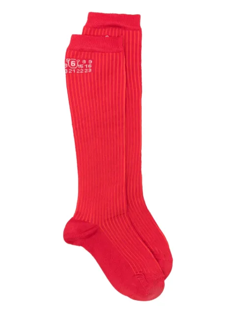 MM6 Maison Margiela logo-detail ribbed socks Red S62TL0045M13204