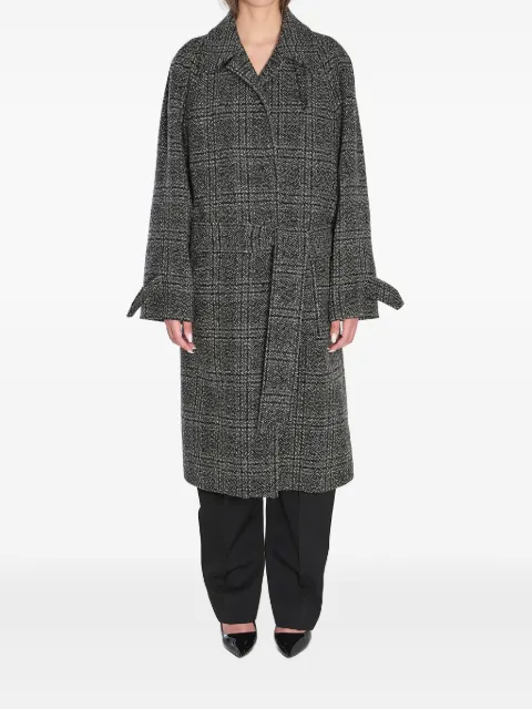 Balenciaga One Layer checked belted coat Black 838934TSU20