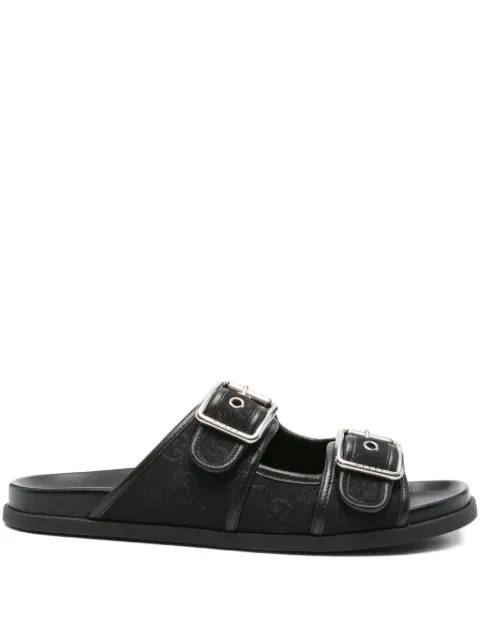 Gucci double-buckle leather sandals Black 831830FAD71