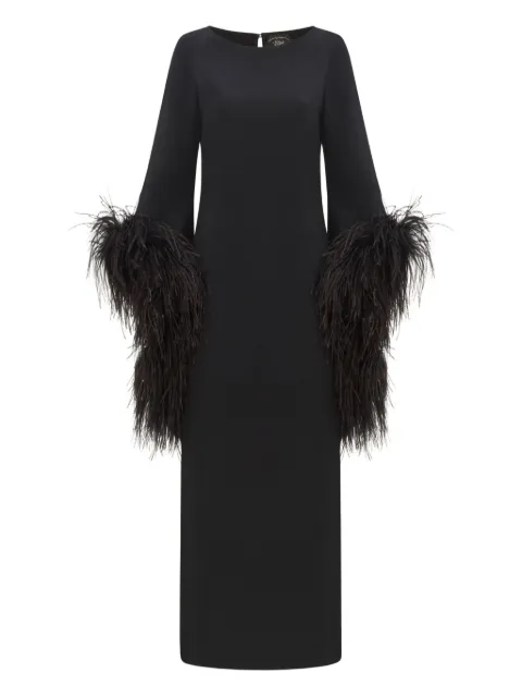 Taller Marmo Del Lago feather-embellished midi dress Black TMPF2431133