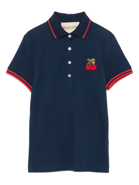 Valentino Garavani cherry-embellished polo top Blue BMH01B9G4