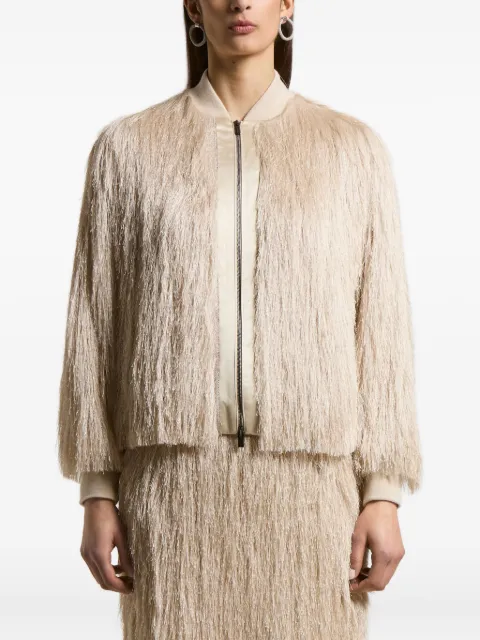 Peserico fringed bomber jacket Neutrals E215474790A