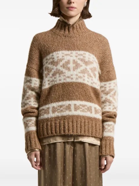 Peserico fairisle-pattern high-neck sweater Neutrals S99409F039249B