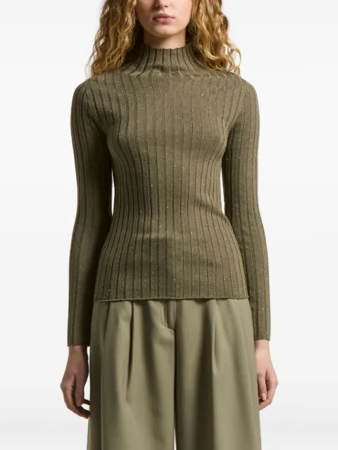 Peserico long-sleeves glitter-detaill pullover Green S99432F1809771