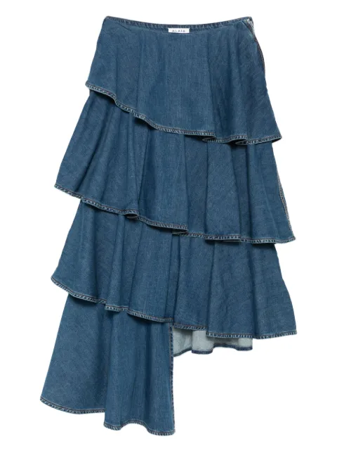 Alaïa ruffled tiered skirt Blue AA9J2358D004B