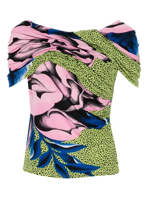 Versace Pre-Owned 1990s floral-print draped blouse Green VE350KJ