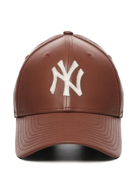 NEW ERA CAP logo-embroidered leather baseball cap Brown 60364486