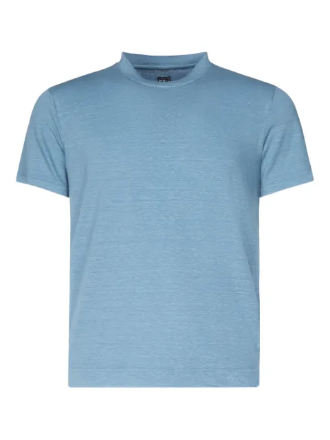 Fedeli melange linen short-sleeved T-shirt Blue 8UED0151917