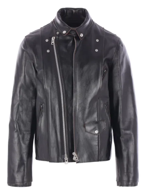 sacai snap-fastening leather jacket Black 2503749M001