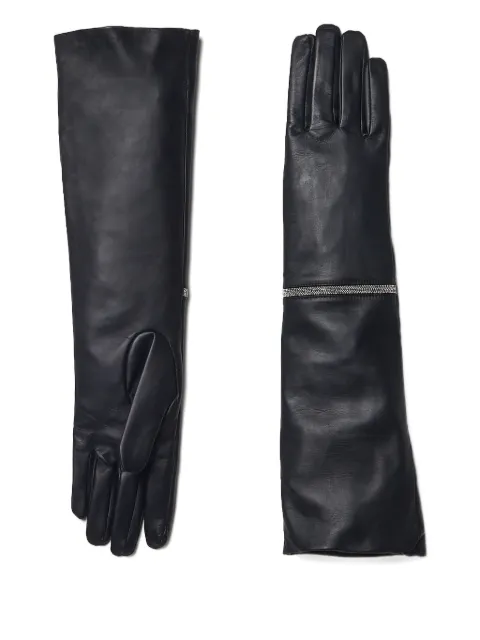 Peserico long leather zip-detail gloves Black E37081C0RCC741