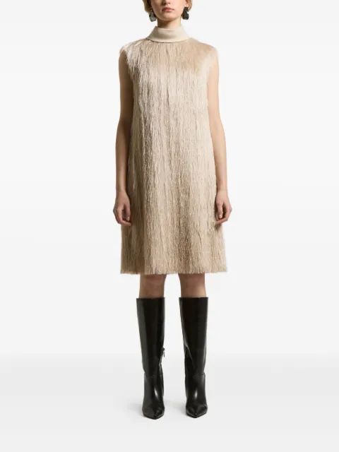 Peserico fringed high-neck dress Neutrals E027134790A