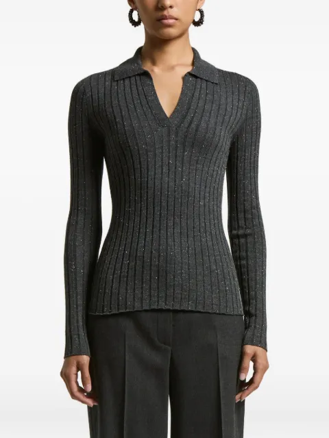 Peserico ribbed polo-neck pullover Grey S99431F1809771973
