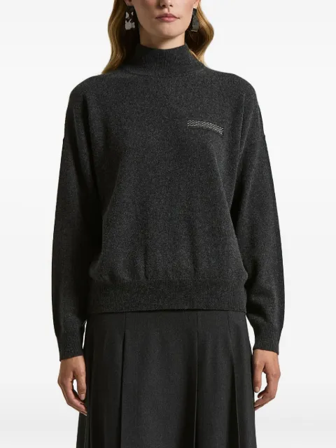 Peserico high-neck embellished sweater Grey S99379F129283D