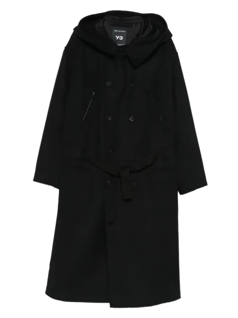 Y-3 hooded double-breasted coat Black JX4822