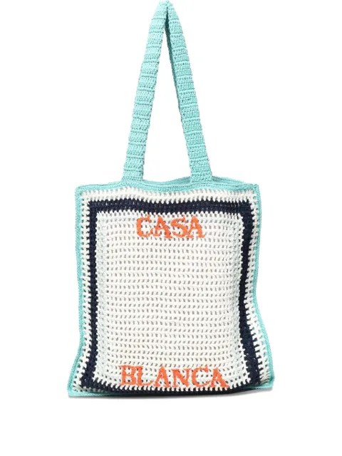 Casablanca crochet-detail tote bag White AS25BAG13201