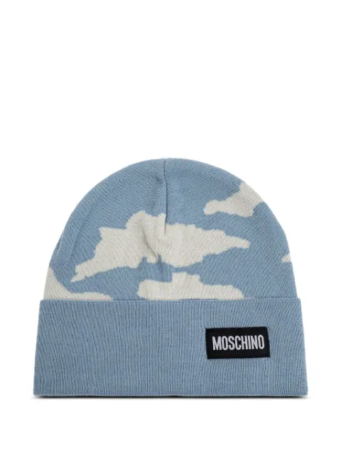 Moschino cloud-print wool beanie Blue 65450M3335