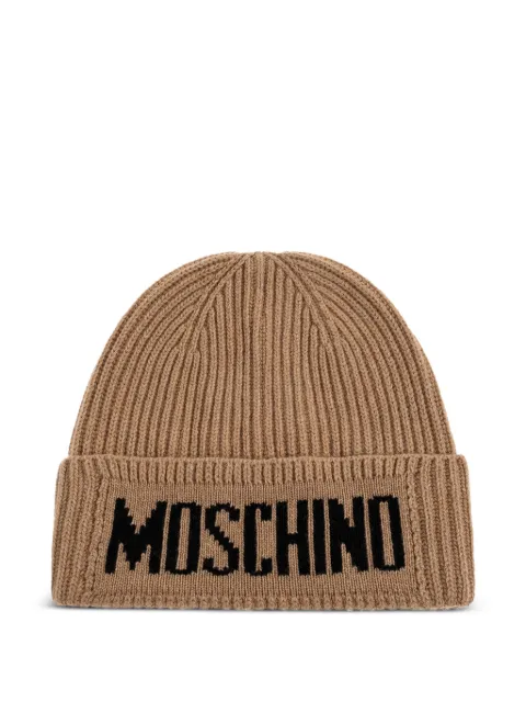 Moschino logo-embroidered ribbed beanie Brown 60808M5875