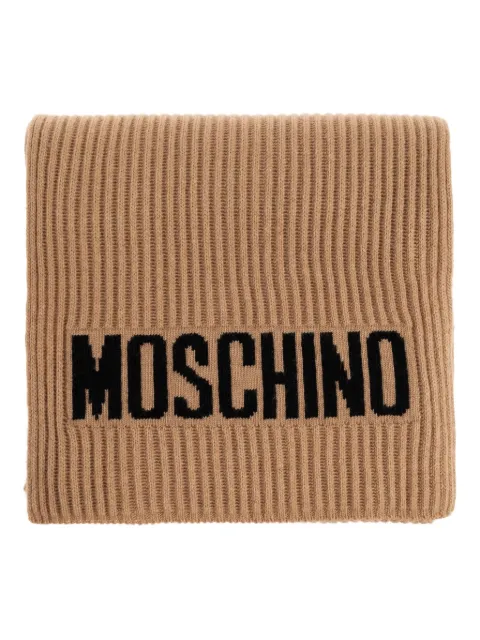 Moschino ribbed logo scarf Brown 50242M5874