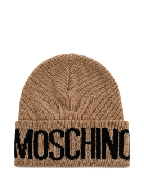 Moschino logo-detail wool beanie Brown 60102M5672
