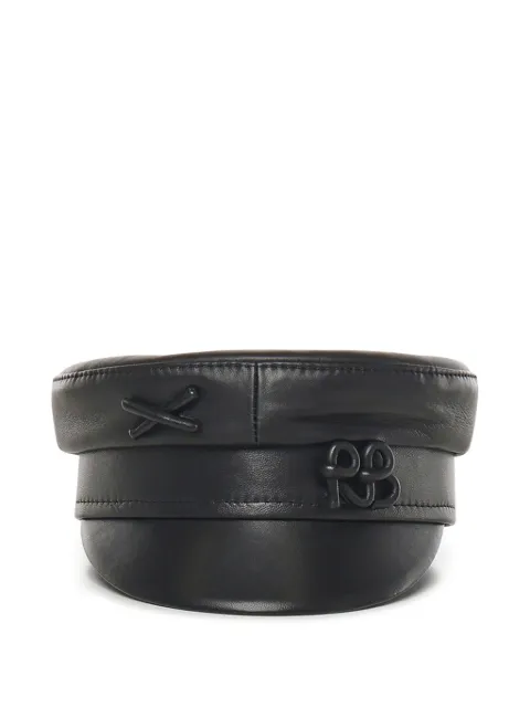 Ruslan Baginskiy leather cross-detail hat Black KPC033L