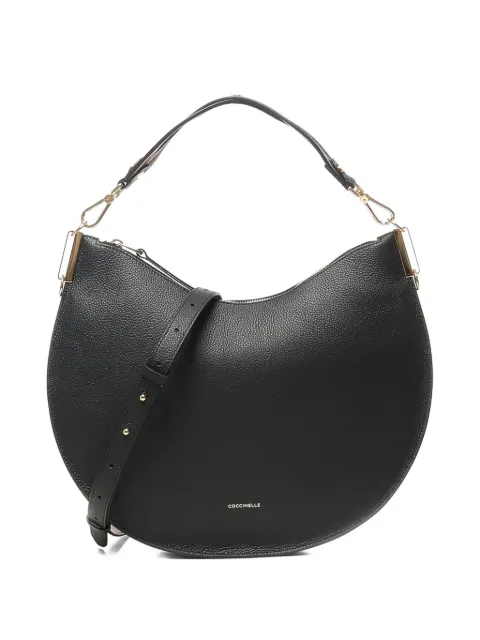 Coccinelle Sunup half-moon leather shoulder bag Black E1QKF130101