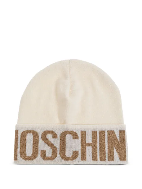Moschino logo-detail beanie Neutrals 65457M3349