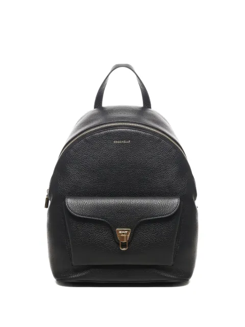 Coccinelle Beat flap-pocket leather backpack Black E1TFK140201001