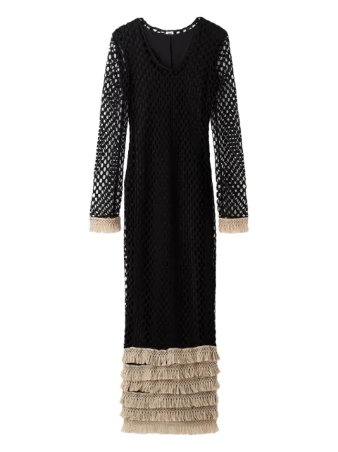 By Malene Birger fringed-details maxi dress Black Q72306001
