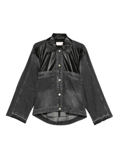 LITKOVSKA leather-panel denim jacket Grey J12FW2526