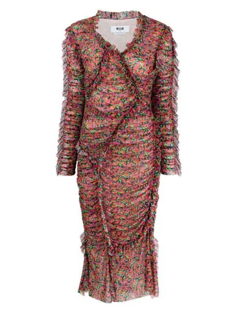 MSGM floral-print midi dress Black 3341MDA24227656