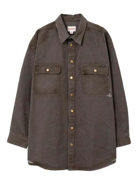 KAMIYA ripped-detail pocket shirt Grey G14SH034
