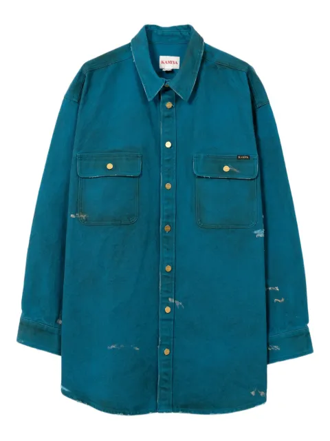KAMIYA distressed pocket shirt Blue G14SH034